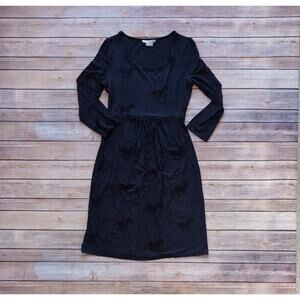 Boden Navy Blue Horse Print Scoop Neck Dress Sz 4 L --  3/4 Sleeve